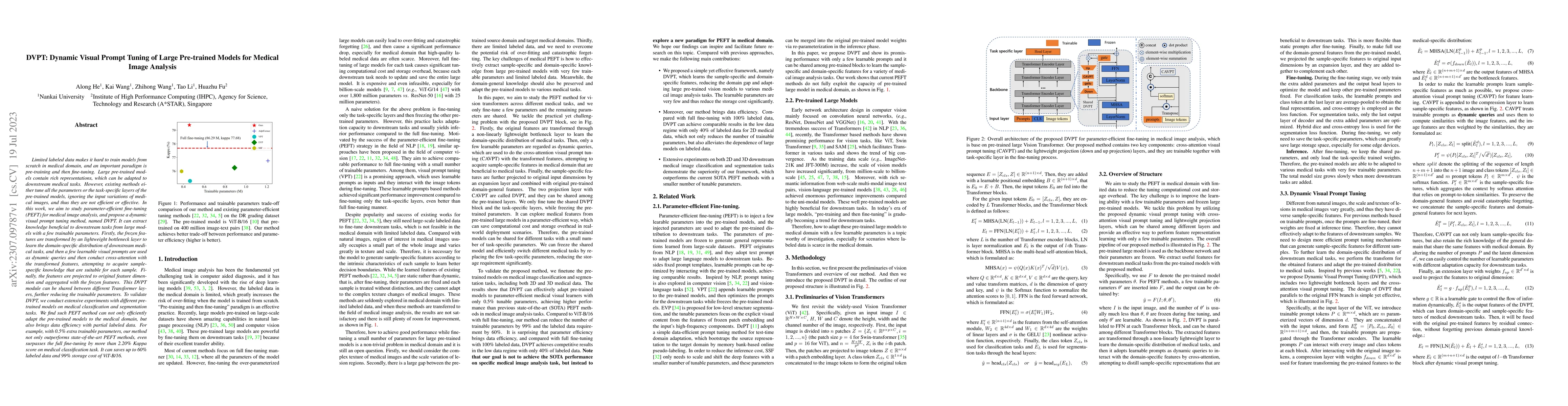 Thumbnail for DVPT: Dynamic Visual Prompt Tuning of Large Pre-trained Models for
  Medical Image Analysis