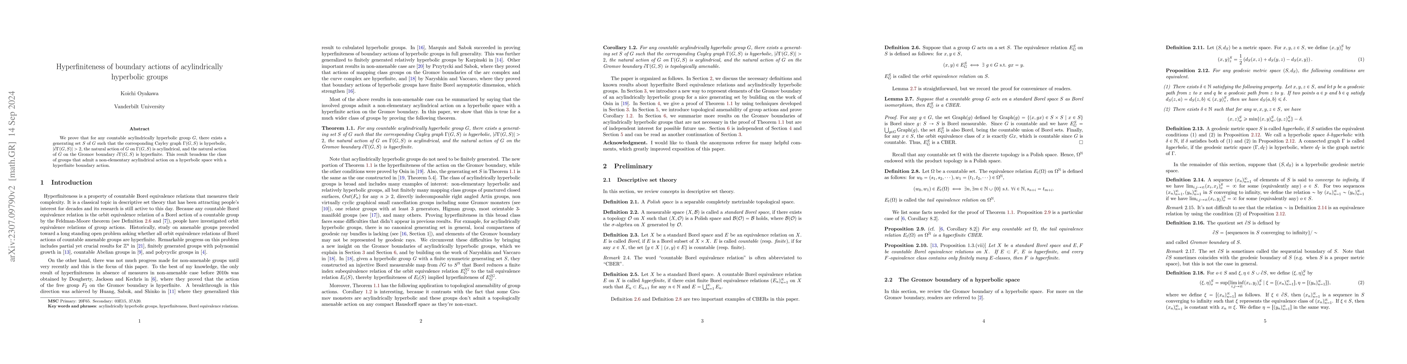 Thumbnail for Hyperfiniteness of boundary actions of acylindrically hyperbolic groups