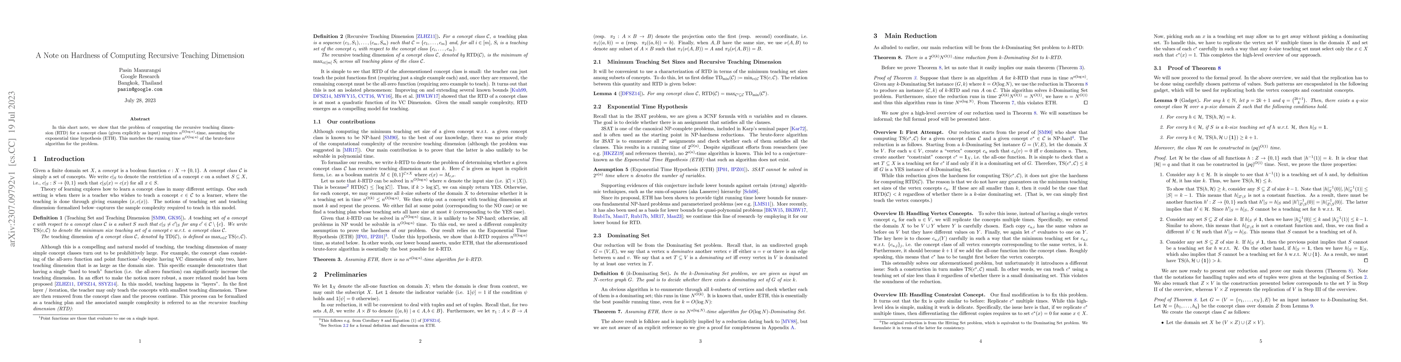 Thumbnail for A Note on Hardness of Computing Recursive Teaching Dimension