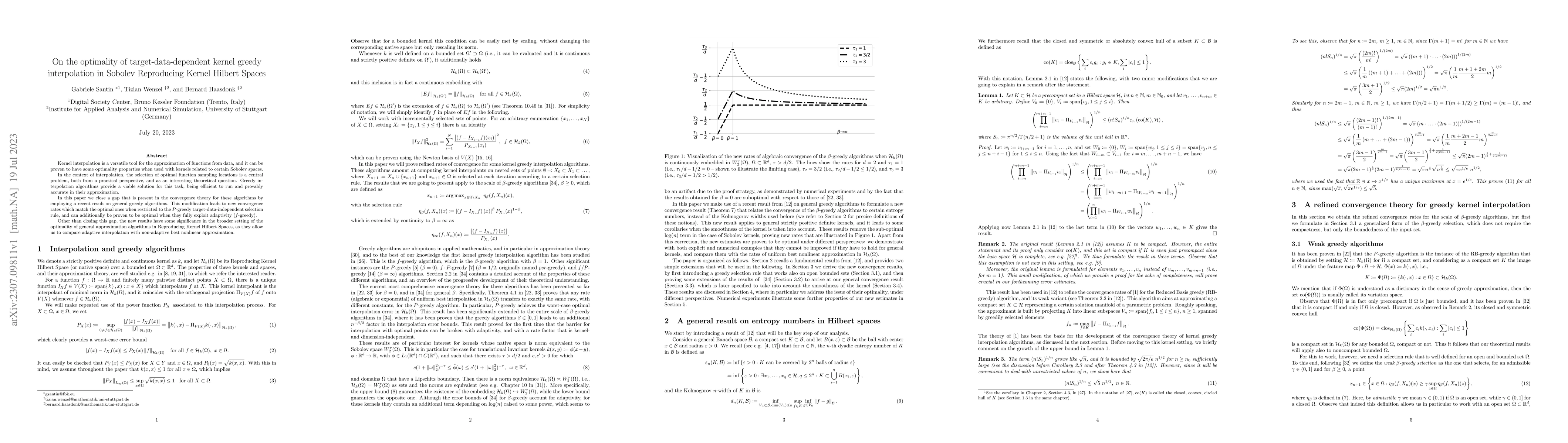 Thumbnail for On the optimality of target-data-dependent kernel greedy interpolation
  in Sobolev Reproducing Kernel Hilbert Spaces