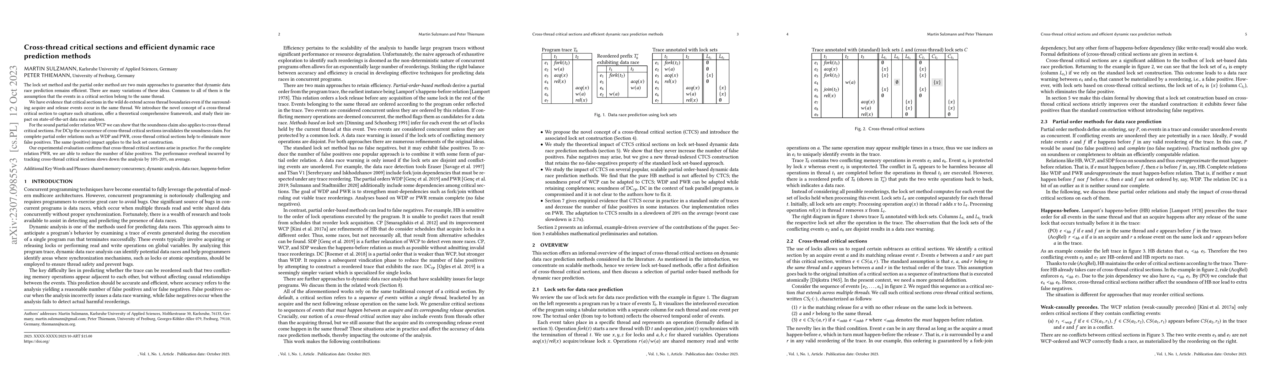 Thumbnail for Cross-thread critical sections and efficient dynamic race prediction
  methods