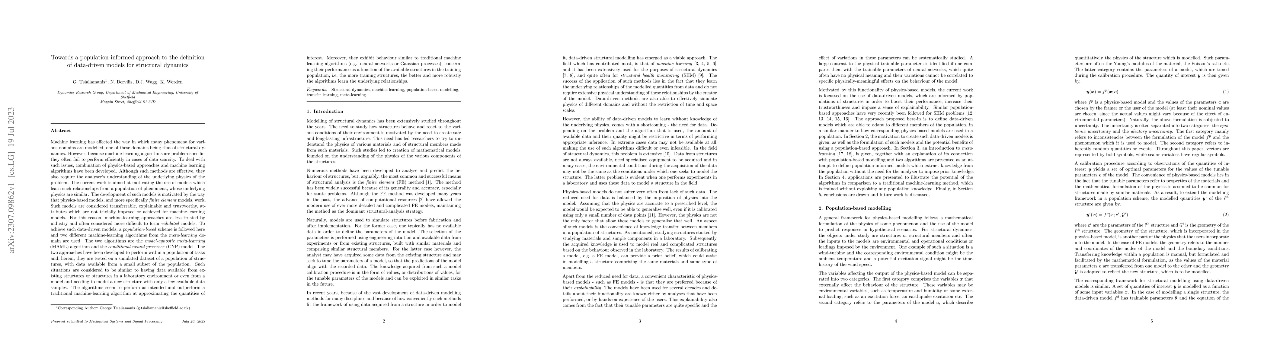Thumbnail for Towards a population-informed approach to the definition of data-driven
  models for structural dynamics
