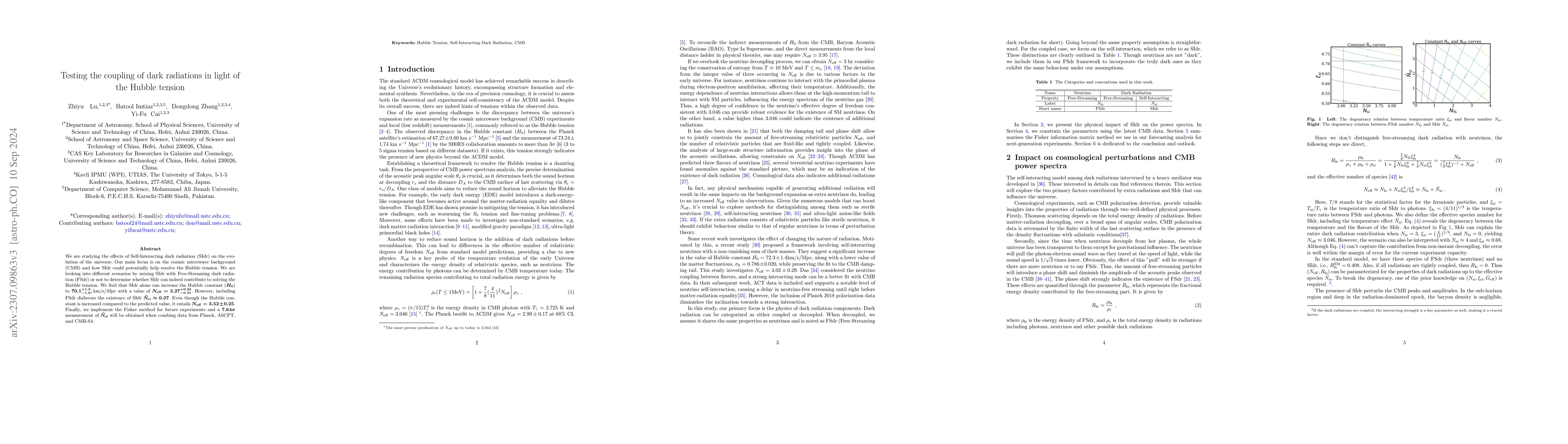 Thumbnail for Testing the coupling of dark radiations in light of the Hubble tension