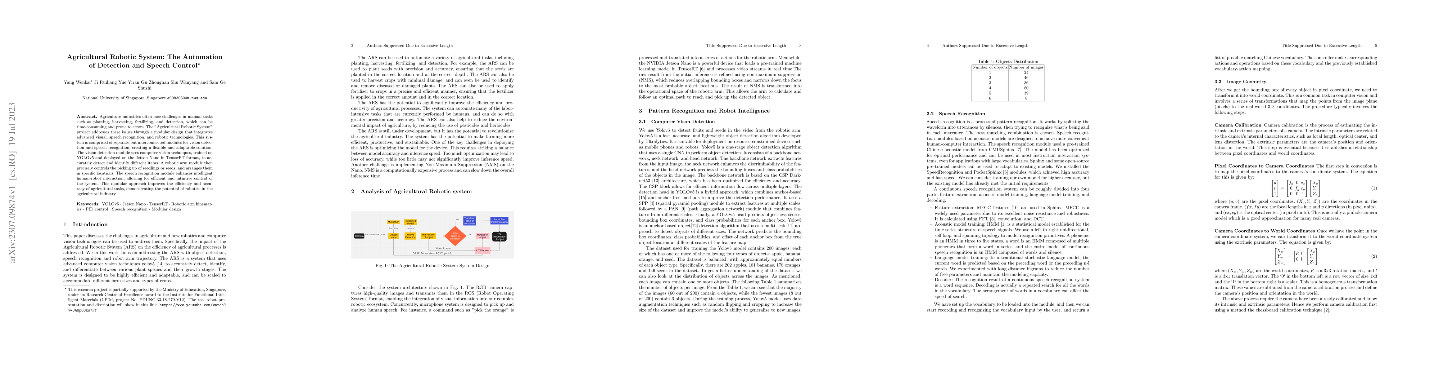 Thumbnail for Agricultural Robotic System: The Automation of Detection and Speech
  Control