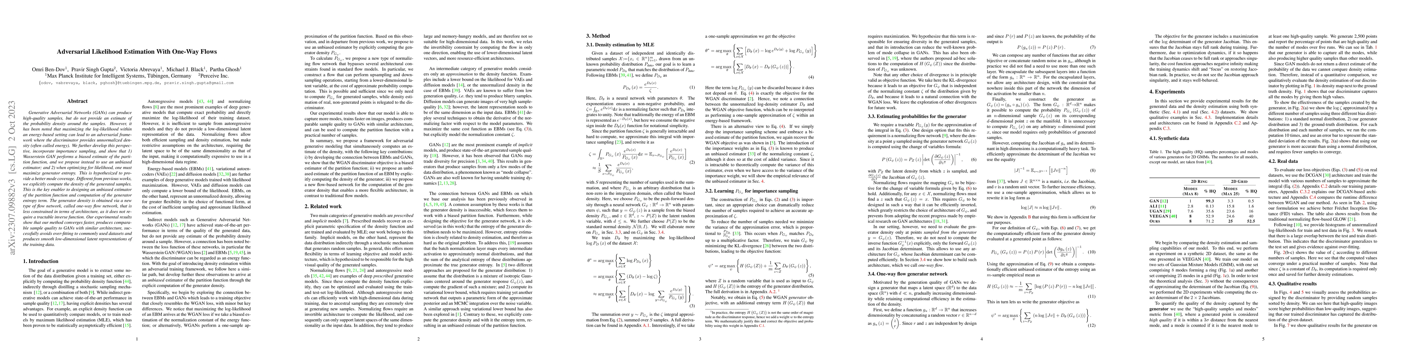 Thumbnail for Adversarial Likelihood Estimation With One-Way Flows