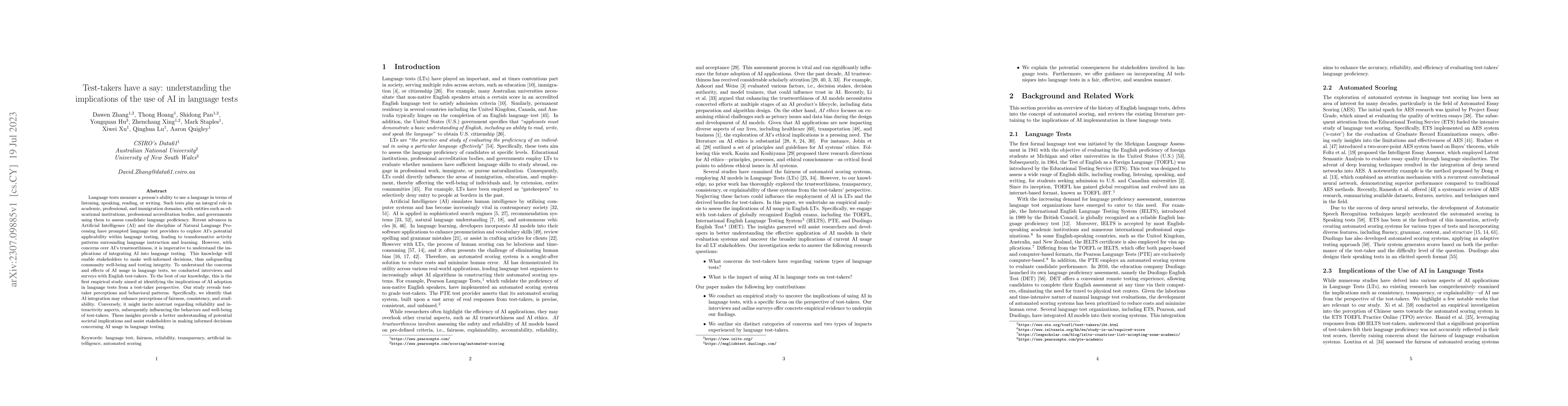 Thumbnail for Test-takers have a say: understanding the implications of the use of AI
  in language tests