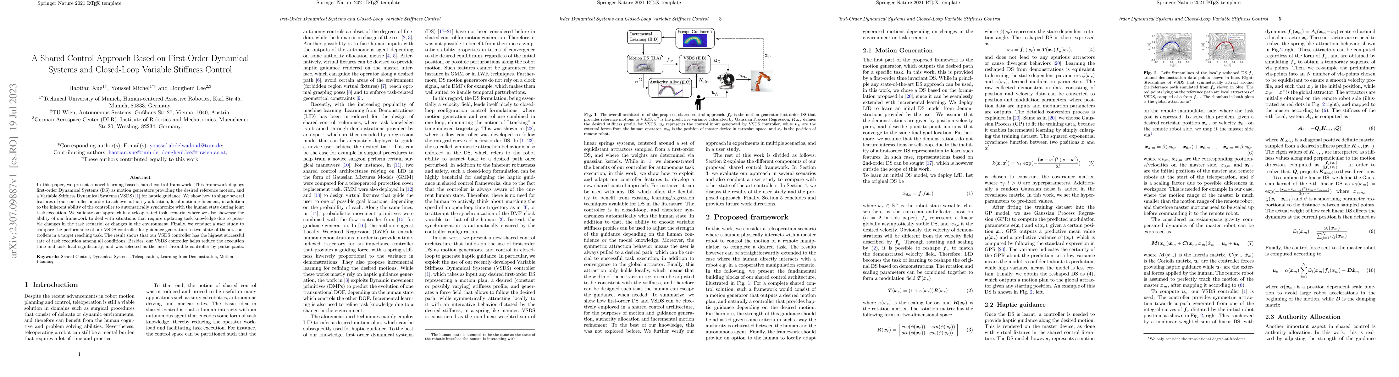 Thumbnail for A Shared Control Approach Based on First-Order Dynamical Systems and
  Closed-Loop Variable Stiffness Control