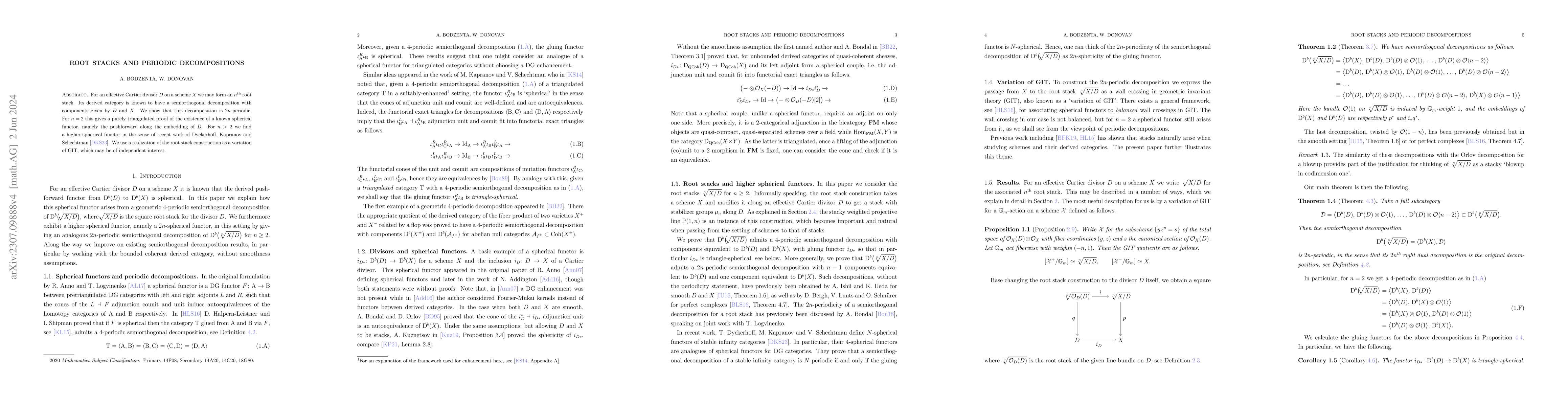 Thumbnail for Root stacks and periodic decompositions