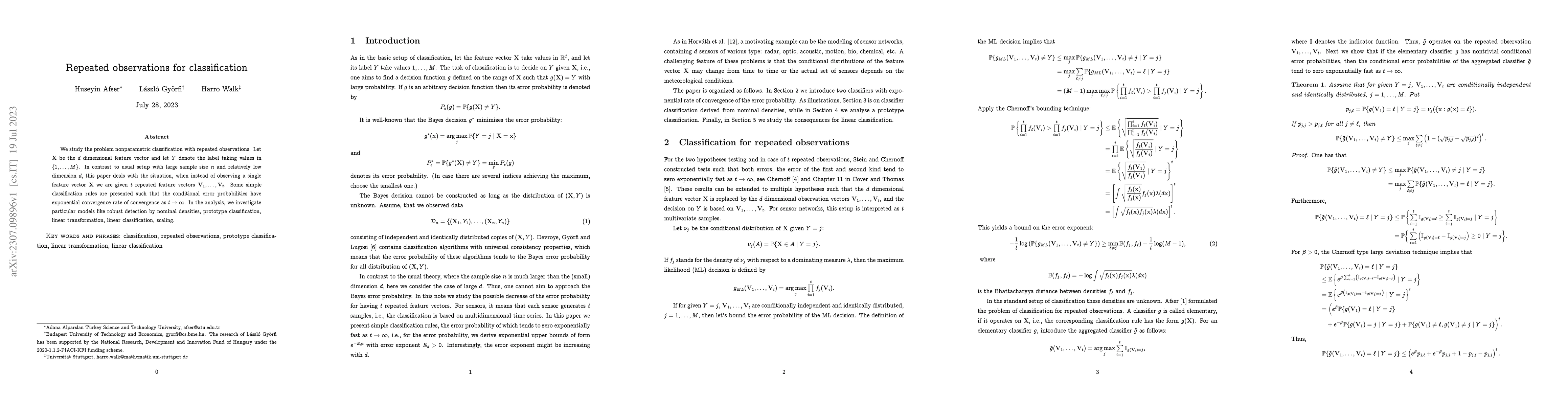 Thumbnail for Repeated Observations for Classification