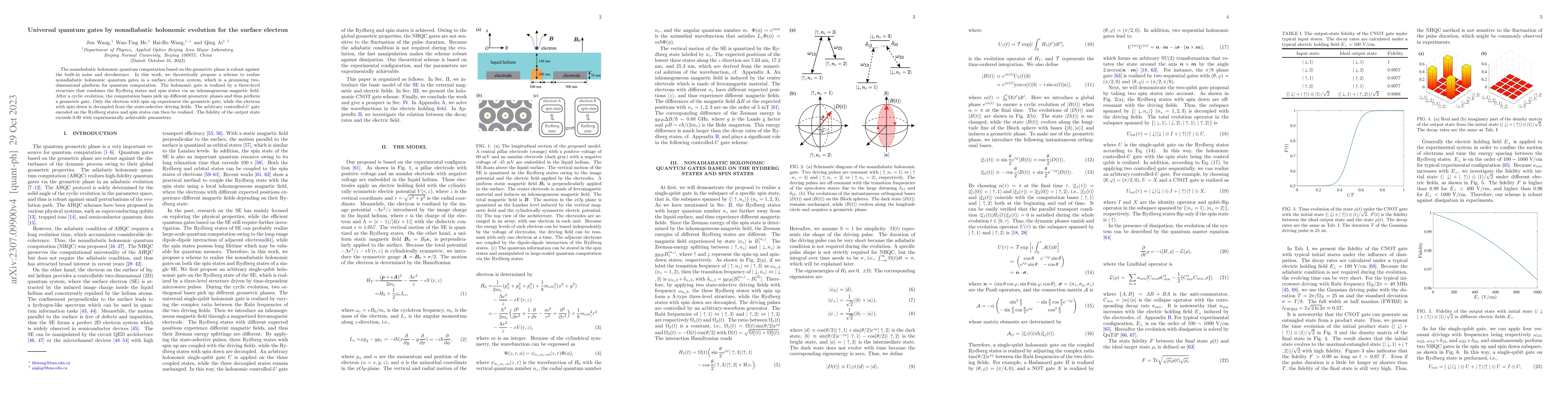 Thumbnail for Universal quantum gates by nonadiabatic holonomic evolution for the
  surface electron