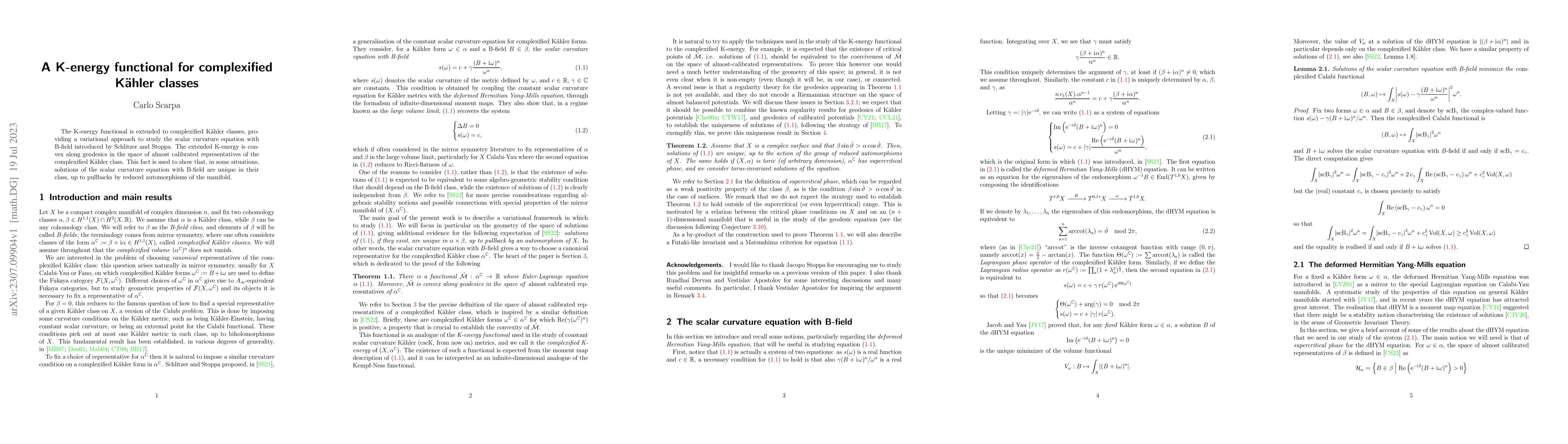 Thumbnail for A K-energy functional for complexified K\"ahler classes