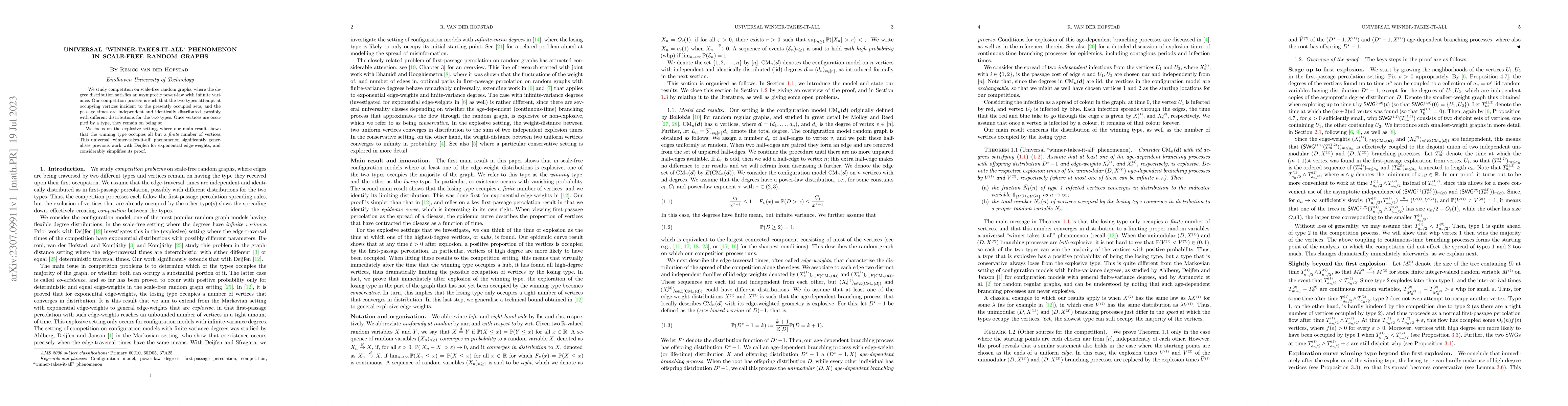 Thumbnail for Universal `winner-takes-it-all' phenomenon in scale-free random graphs