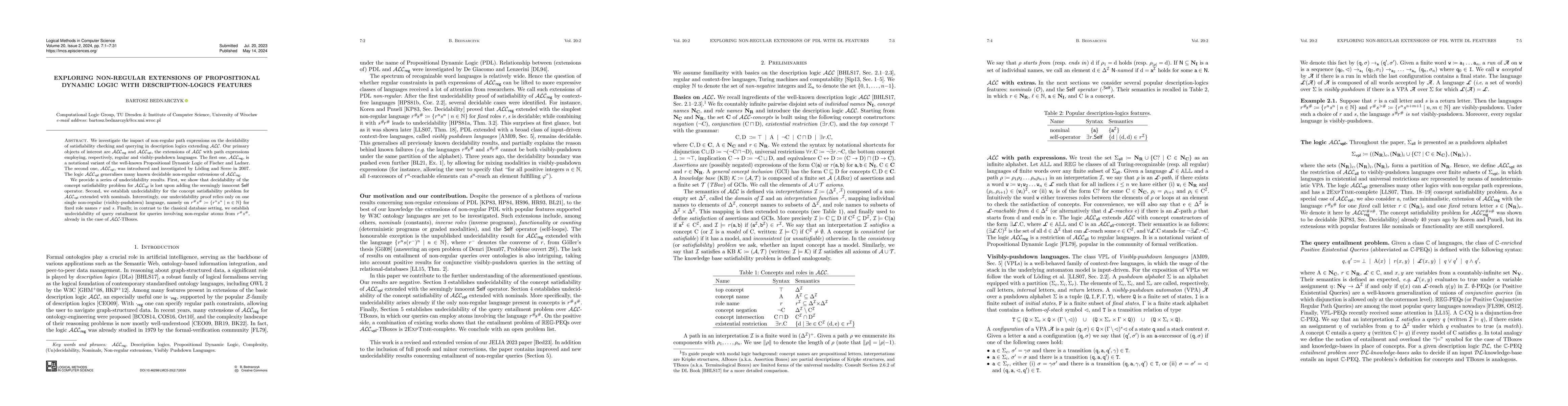 Thumbnail for Exploring Non-Regular Extensions of Propositional Dynamic Logic with
  Description-Logics Features