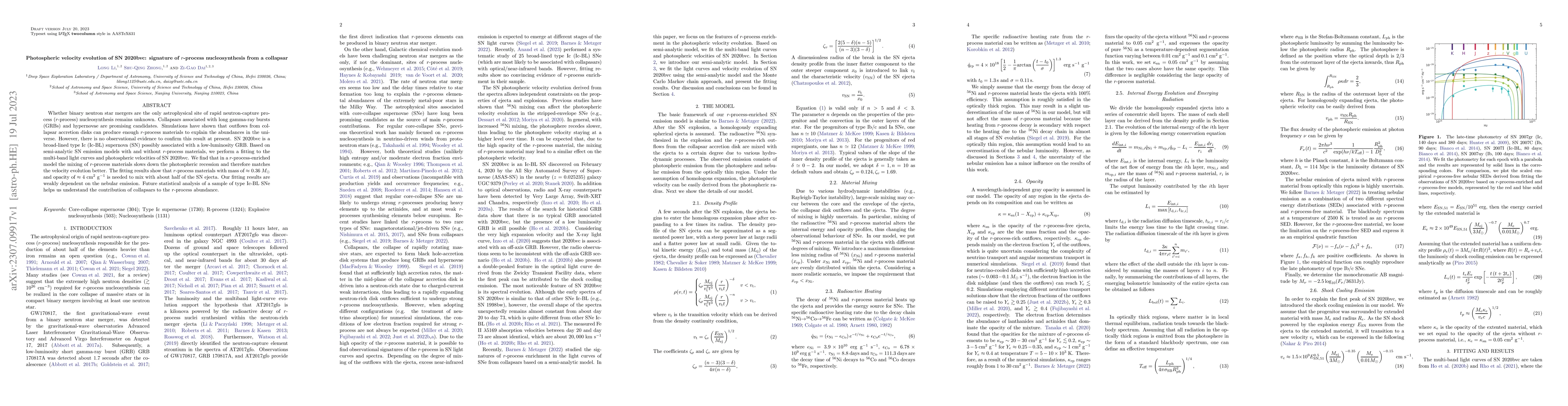 Thumbnail for Photospheric velocity evolution of SN 2020bvc: signature of $r$-process
  nucleosynthesis from a collapsar