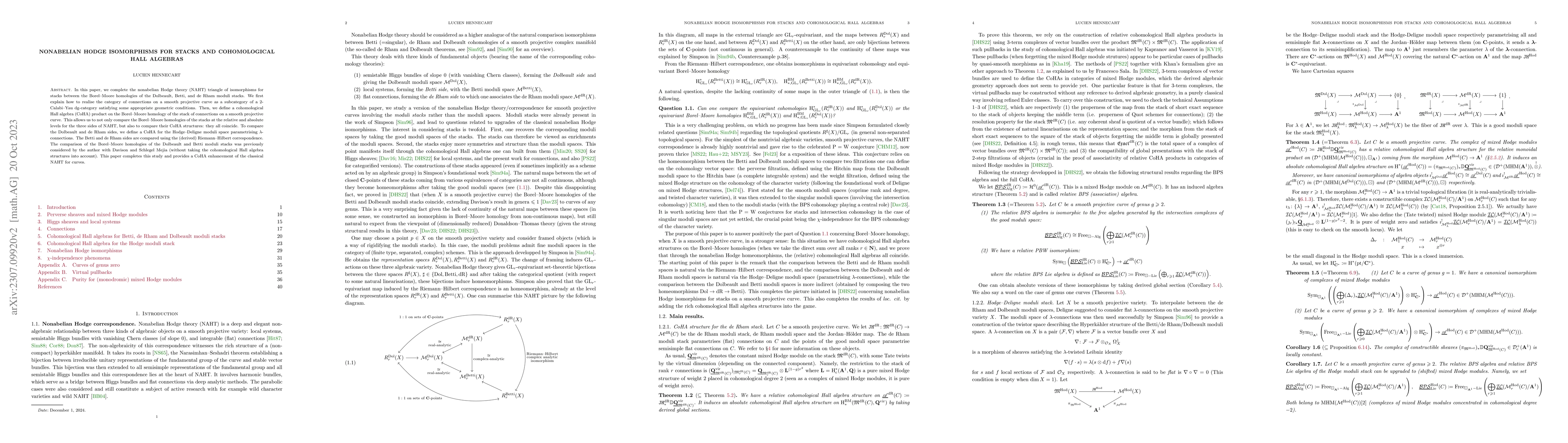 Thumbnail for Nonabelian Hodge isomorphisms for stacks and cohomological Hall algebras