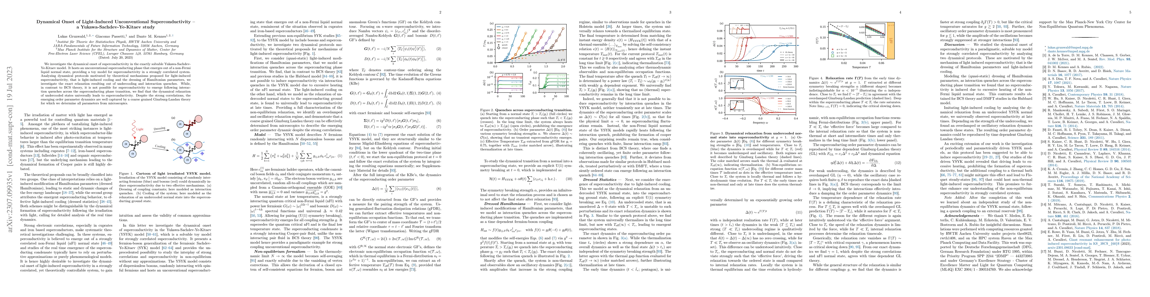 Thumbnail for Dynamical Onset of Light-Induced Unconventional Superconductivity -- a
  Yukawa-Sachdev-Ye-Kitaev study