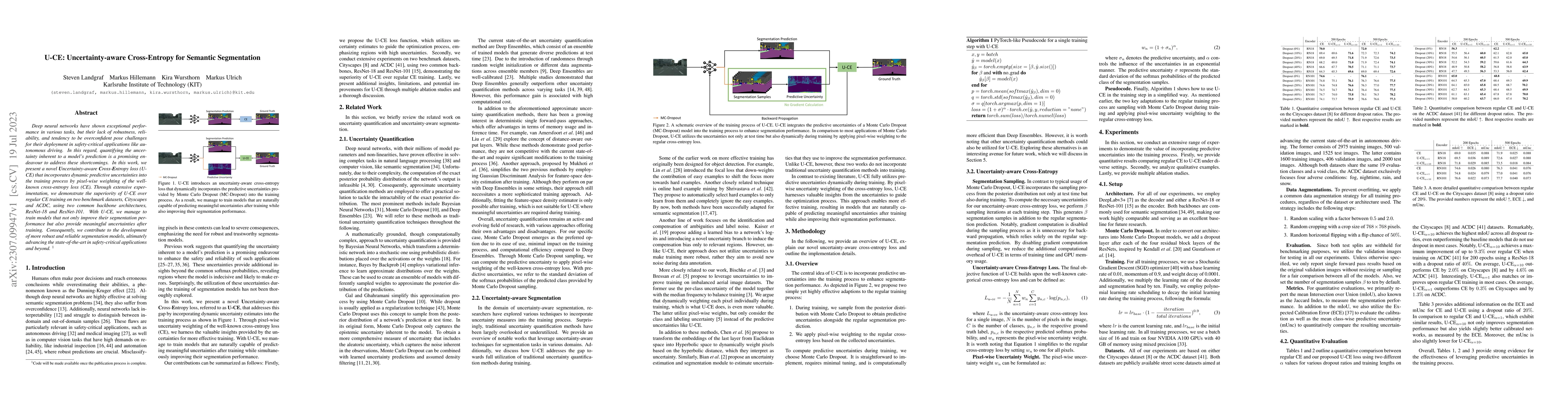 Thumbnail for U-CE: Uncertainty-aware Cross-Entropy for Semantic Segmentation