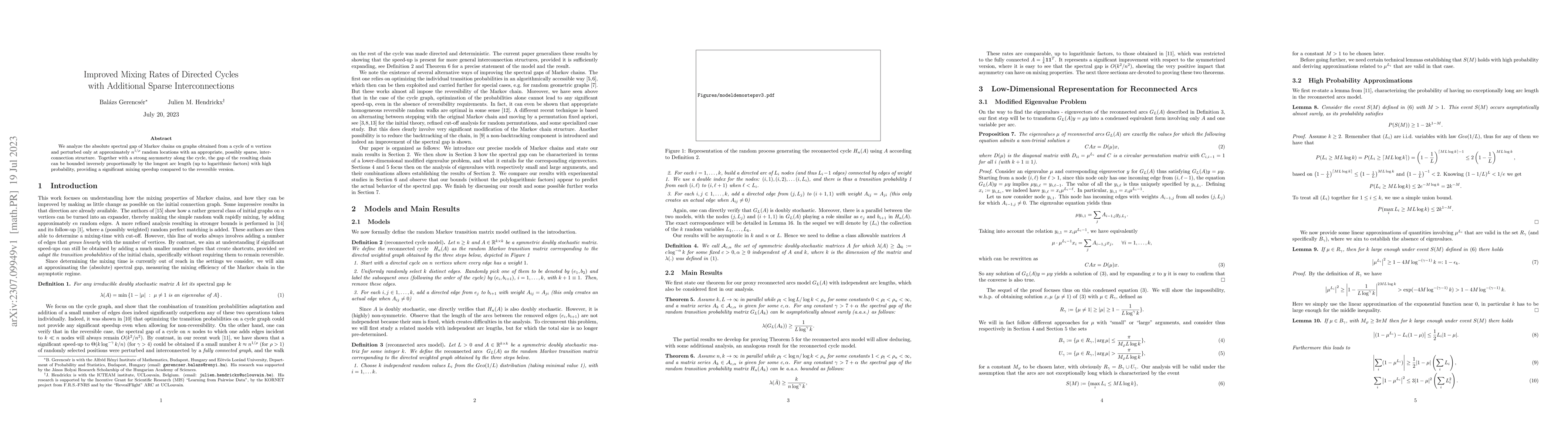 Thumbnail for Improved Mixing Rates of Directed Cycles with Additional Sparse
  Interconnections