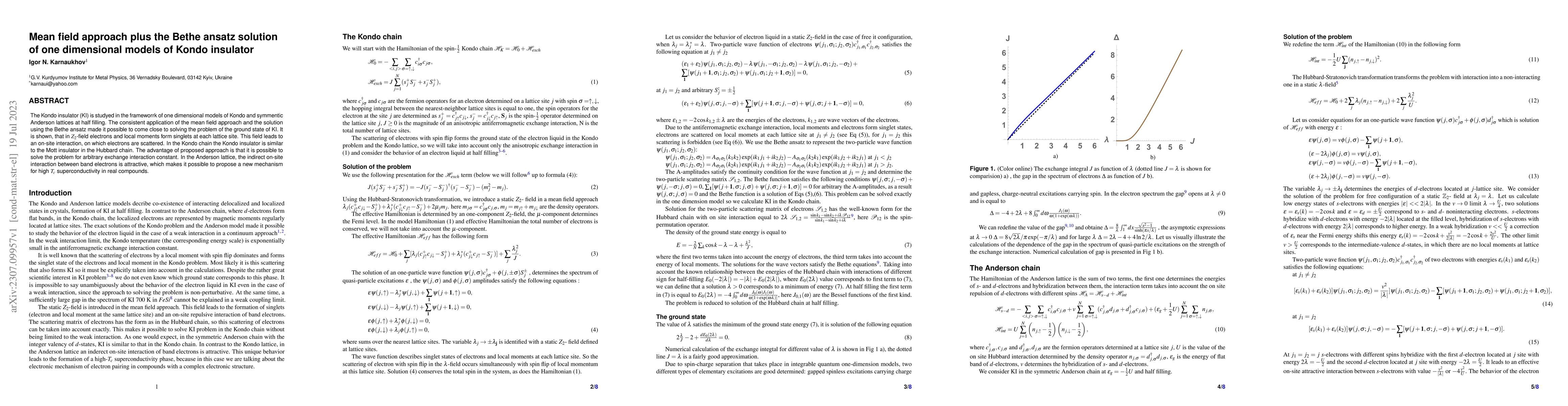 Thumbnail for Mean field approach plus the Bethe ansatz solution of one dimensional
  models of Kondo insulator