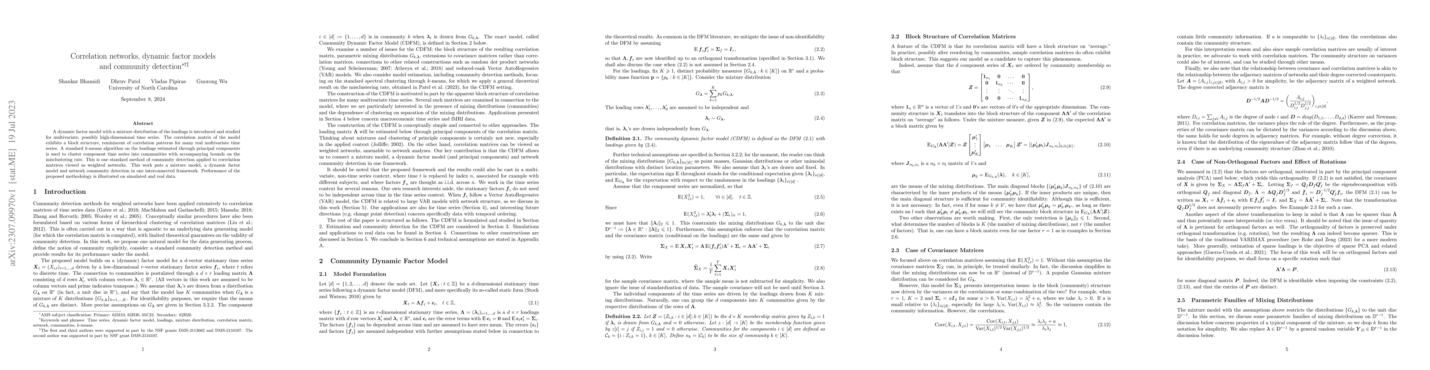 Thumbnail for Correlation networks, dynamic factor models and community detection