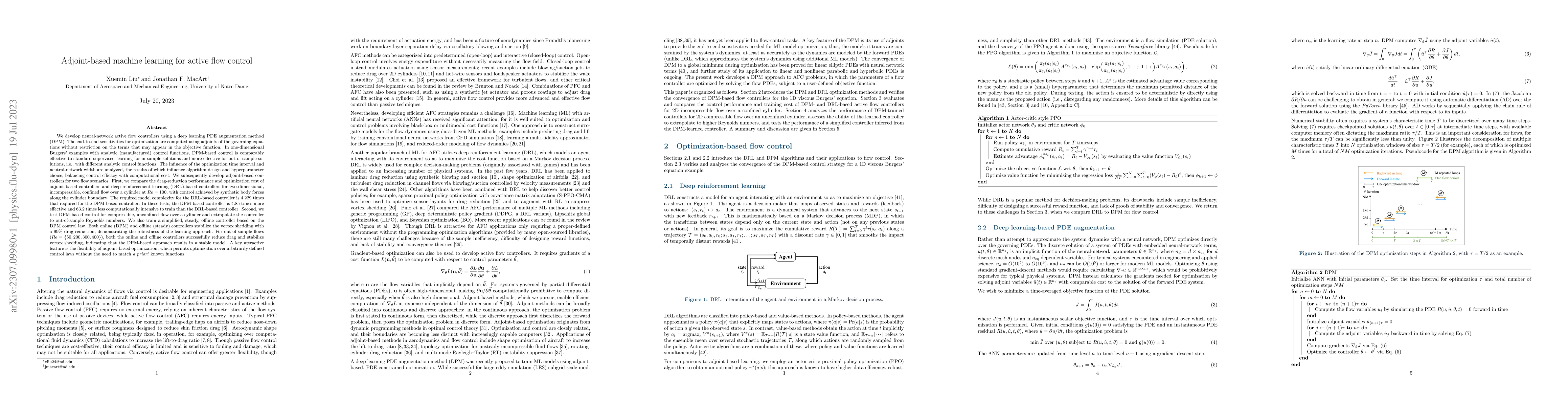 Thumbnail for Adjoint-based machine learning for active flow control