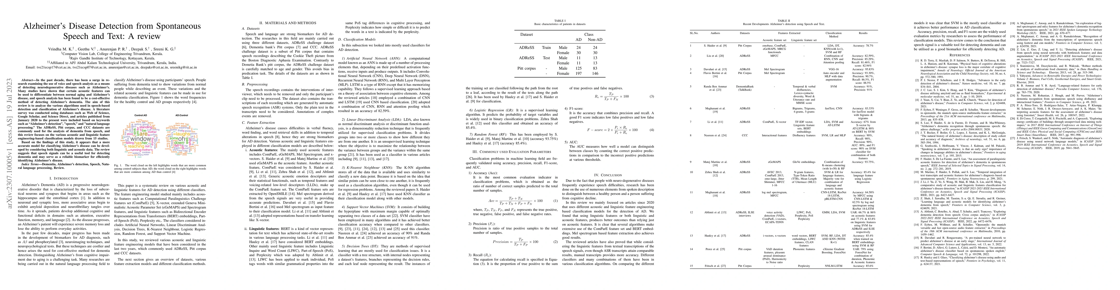 Thumbnail for Alzheimer's Disease Detection from Spontaneous Speech and Text: A review