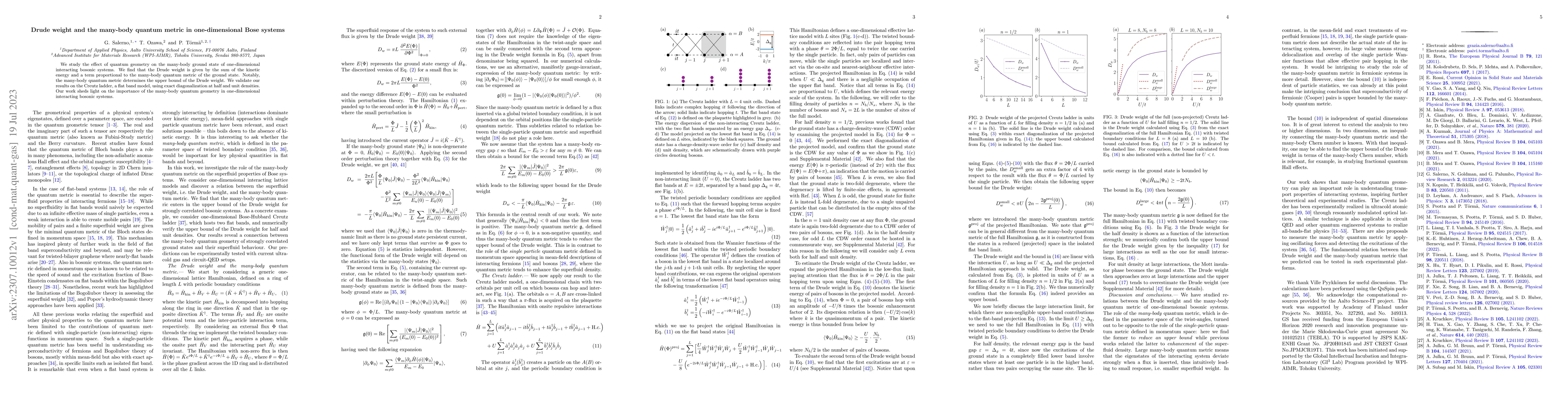 Thumbnail for Drude weight and the many-body quantum metric in one-dimensional Bose
  systems