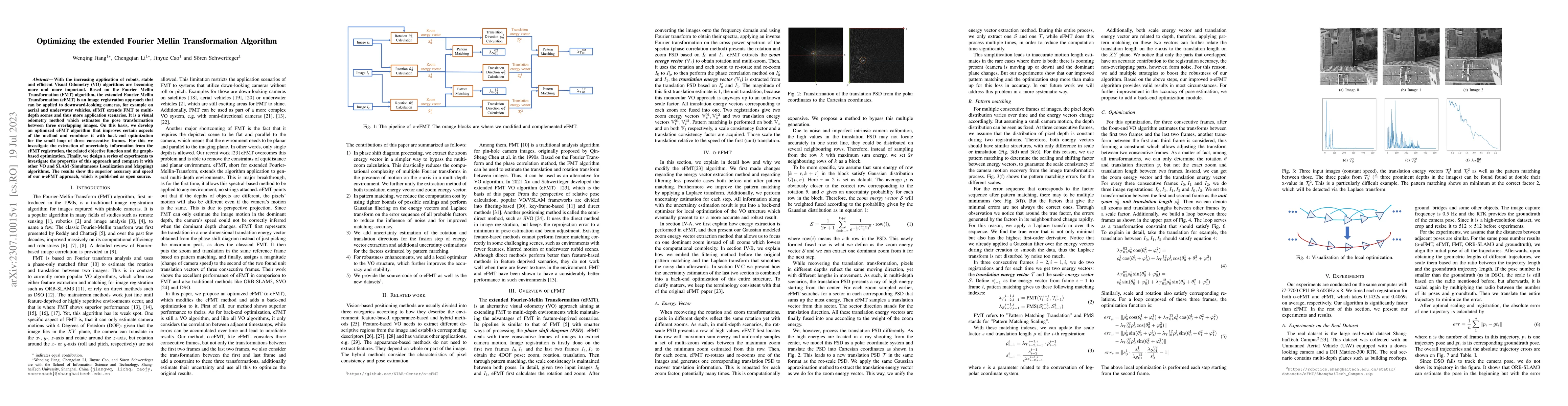 Thumbnail for Optimizing the extended Fourier Mellin Transformation Algorithm