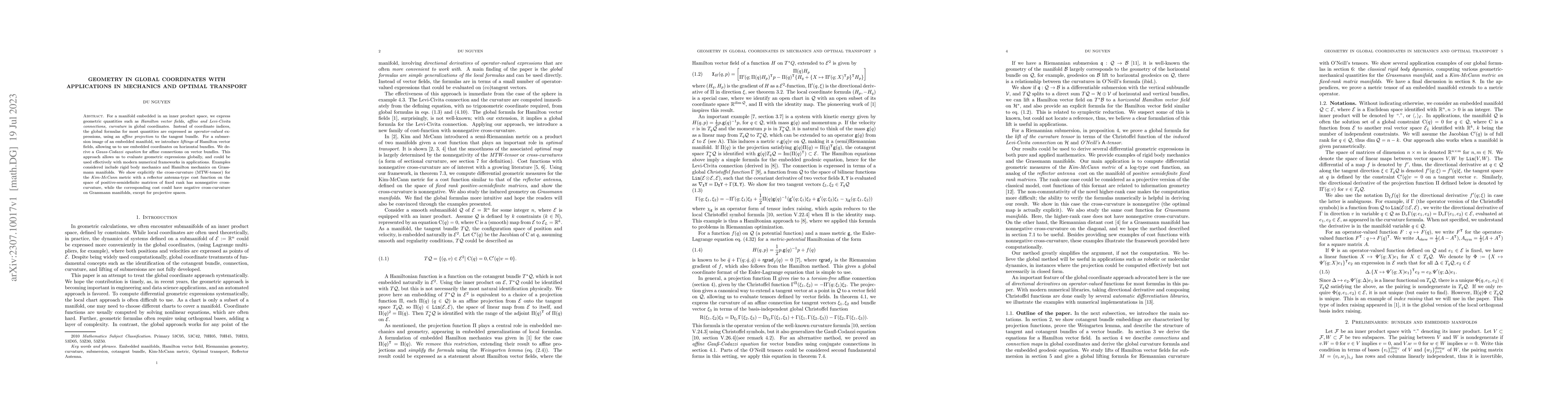 Thumbnail for Geometry in global coordinates in mechanics and optimal transport