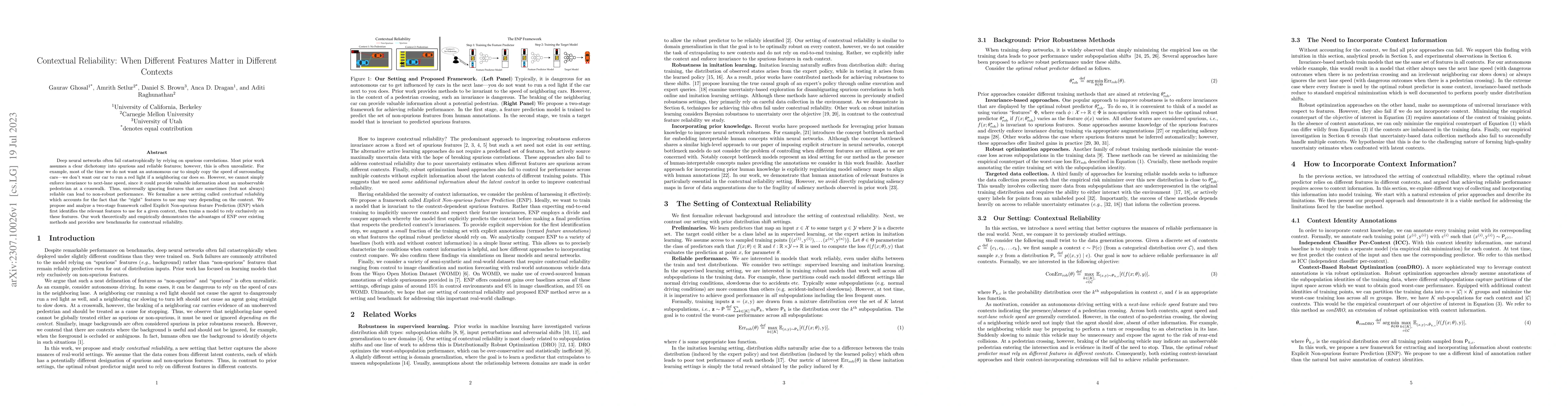 Thumbnail for Contextual Reliability: When Different Features Matter in Different
  Contexts