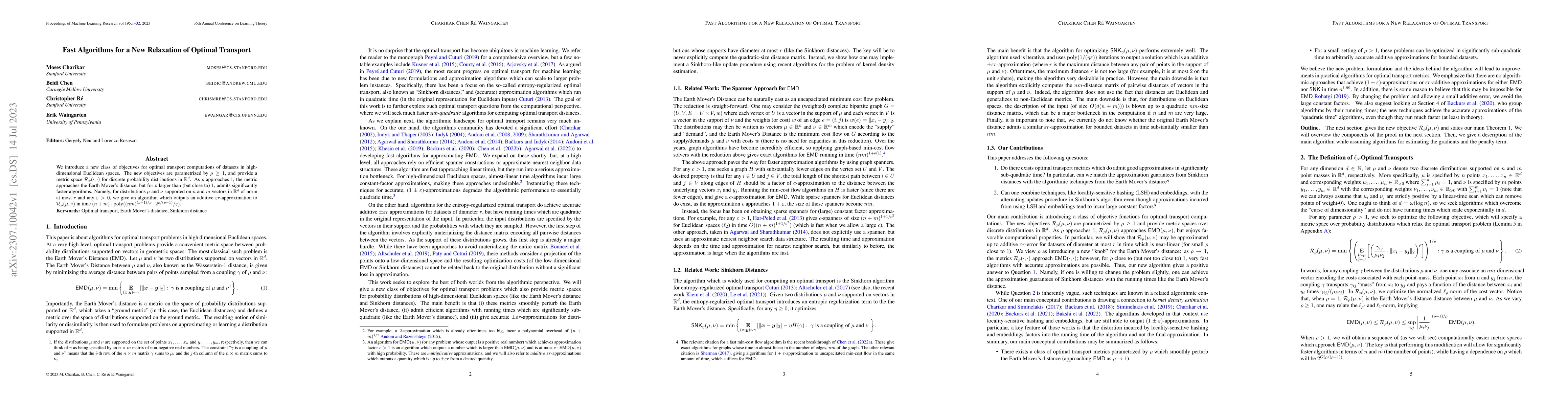 Thumbnail for Fast Algorithms for a New Relaxation of Optimal Transport
