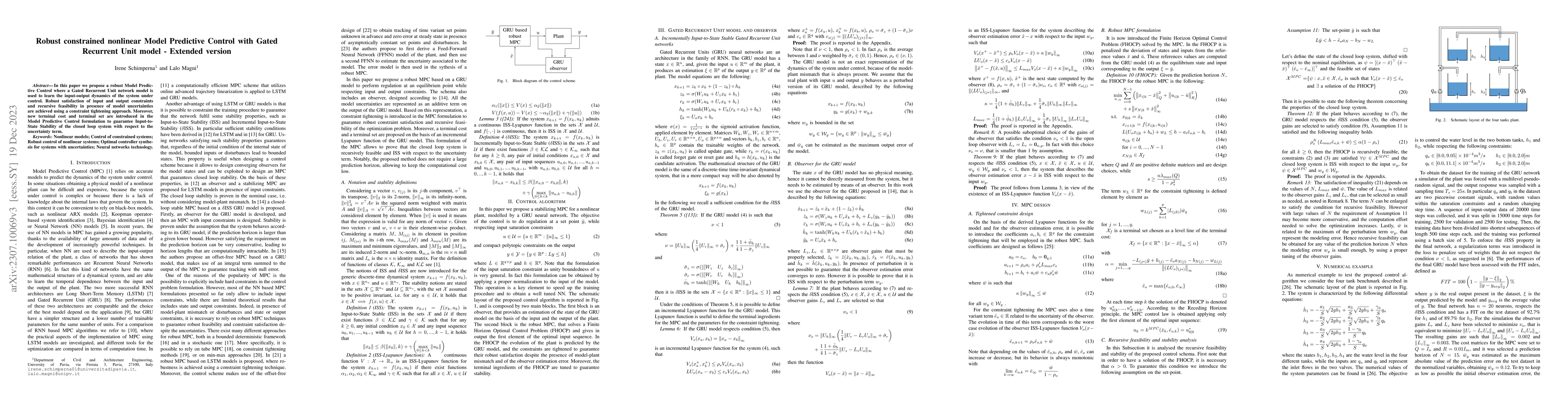 Thumbnail for Robust constrained nonlinear Model Predictive Control with Gated
  Recurrent Unit model -- Extended version
