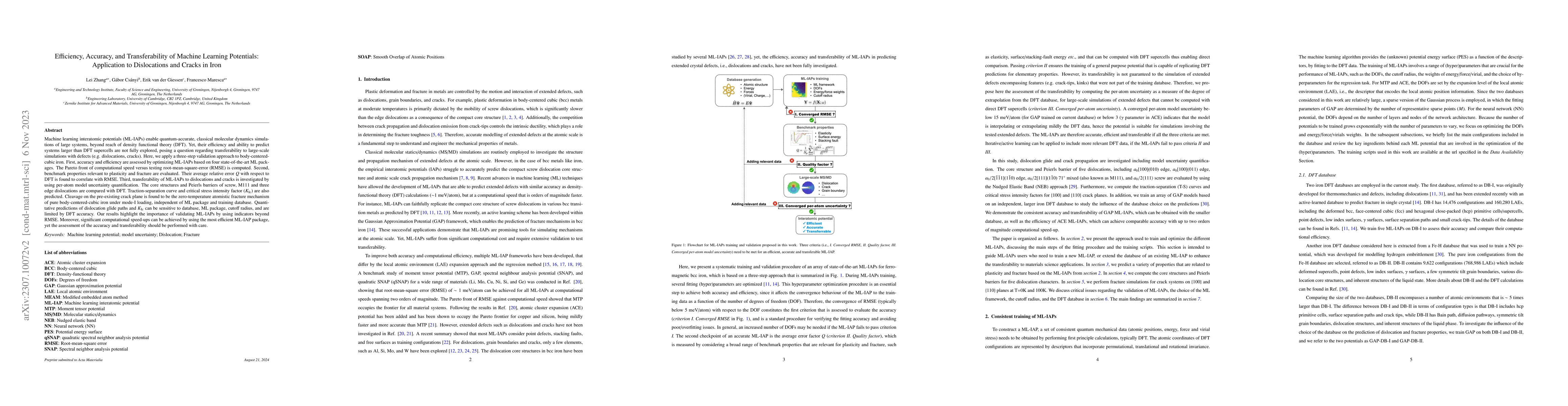 Thumbnail for Efficiency, Accuracy, and Transferability of Machine Learning
  Potentials: Application to Dislocations and Cracks in Iron