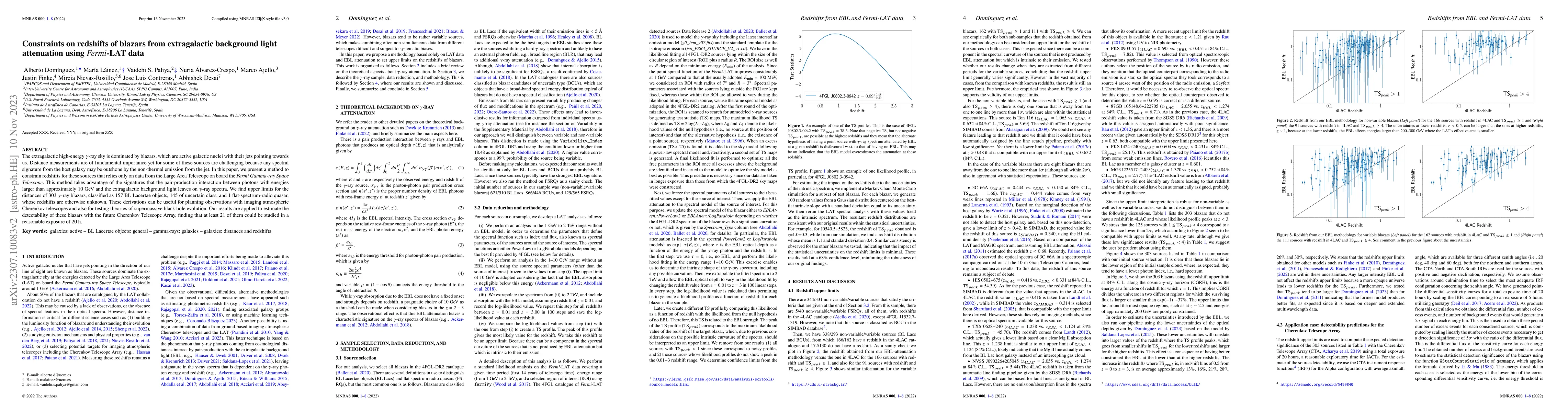 Thumbnail for Constraints on redshifts of blazars from extragalactic background light
  attenuation using Fermi-LAT data