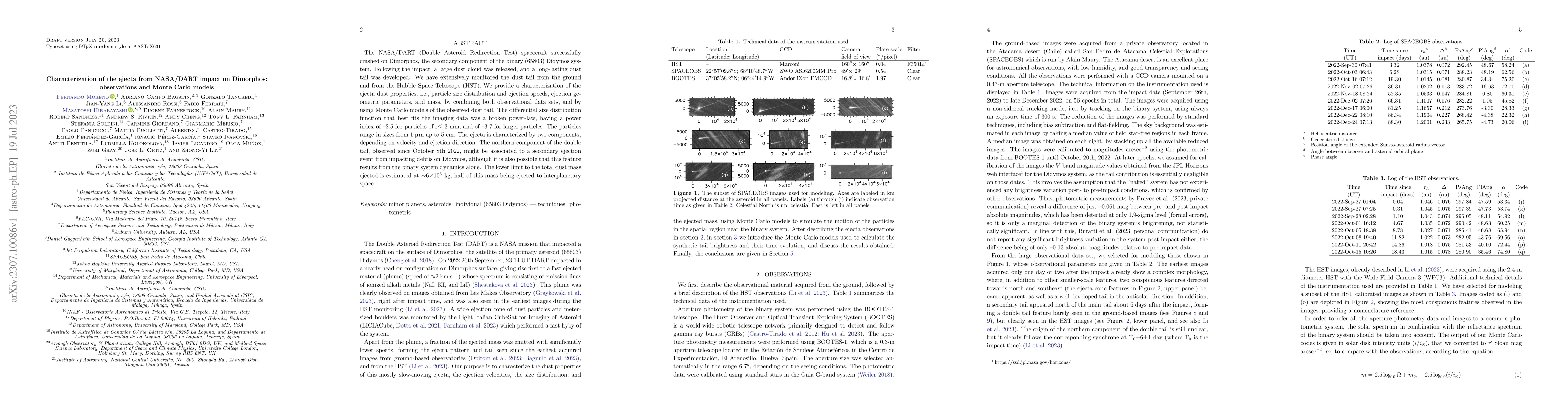 Thumbnail for Characterization of the ejecta from NASA/DART impact on Dimorphos:
  observations and Monte Carlo models