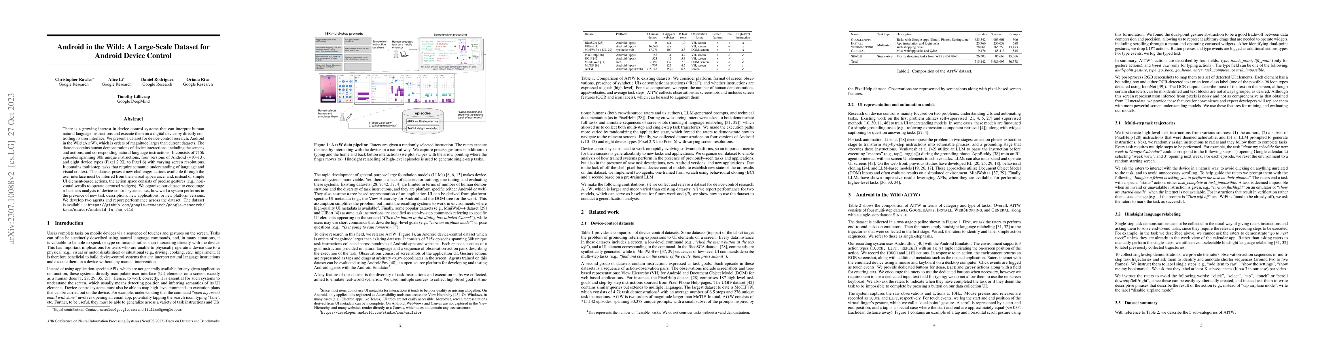 Thumbnail for Android in the Wild: A Large-Scale Dataset for Android Device Control
