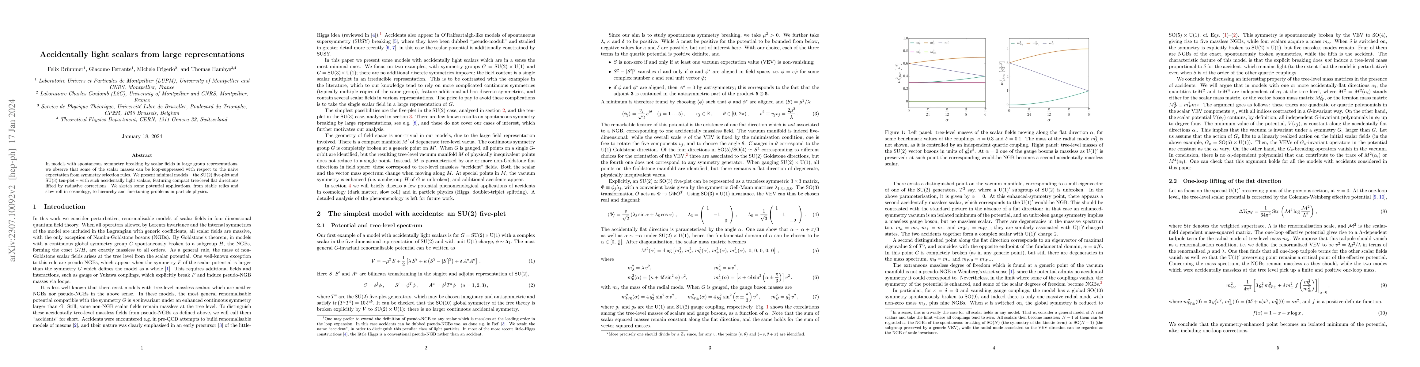 Thumbnail for Accidentally light scalars from large representations