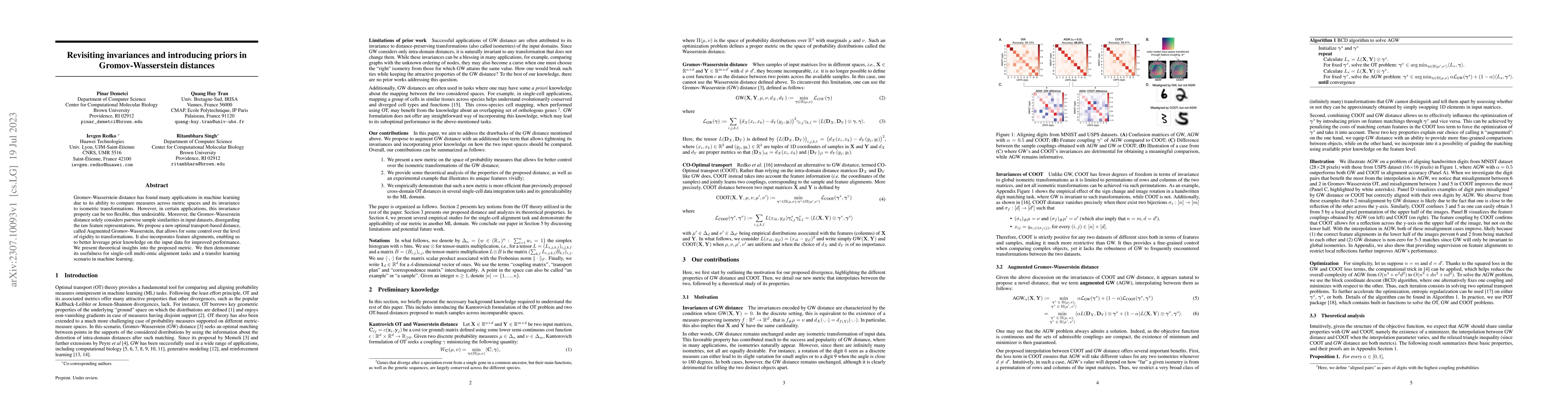 Thumbnail for Revisiting invariances and introducing priors in Gromov-Wasserstein
  distances