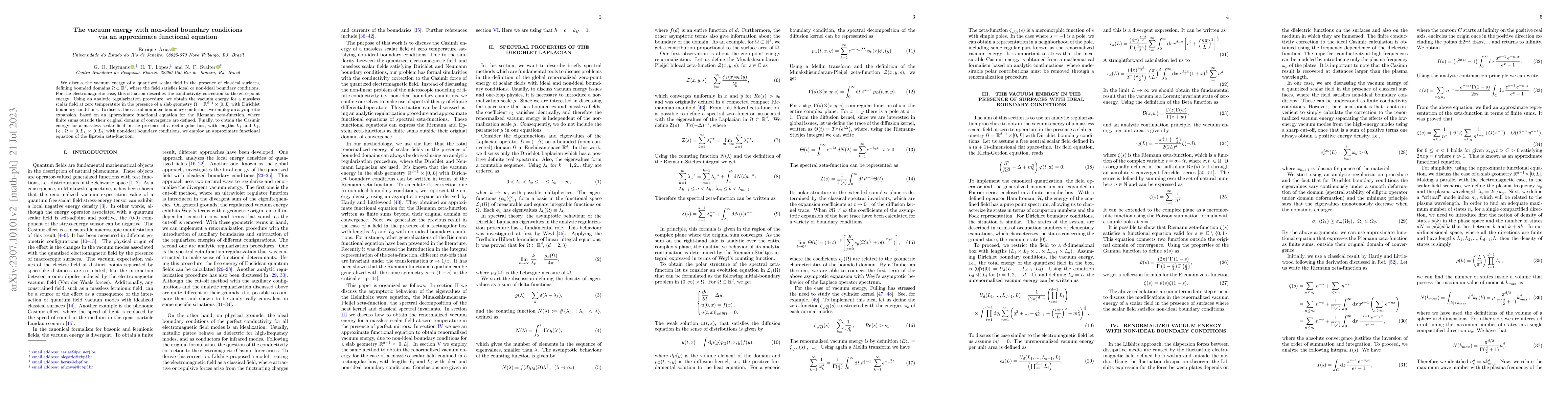 Thumbnail for The vacuum energy with non-ideal boundary conditions via an approximate
  functional equation