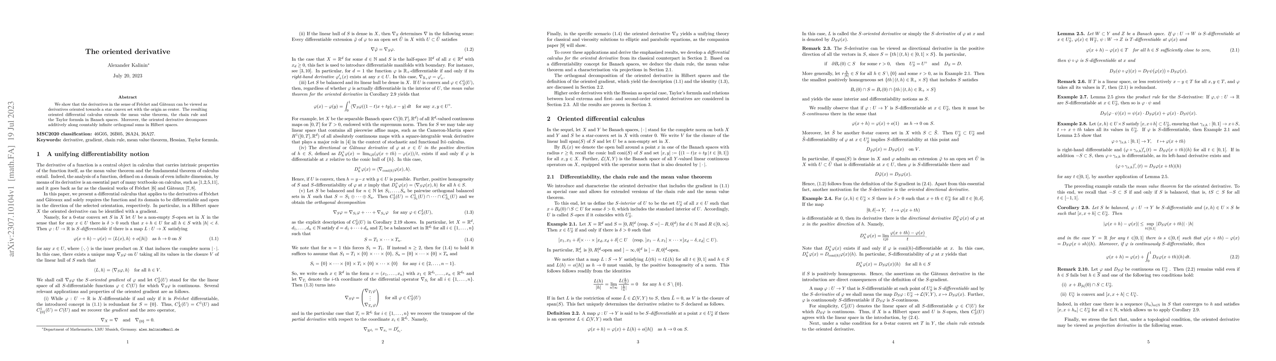 Thumbnail for The oriented derivative
