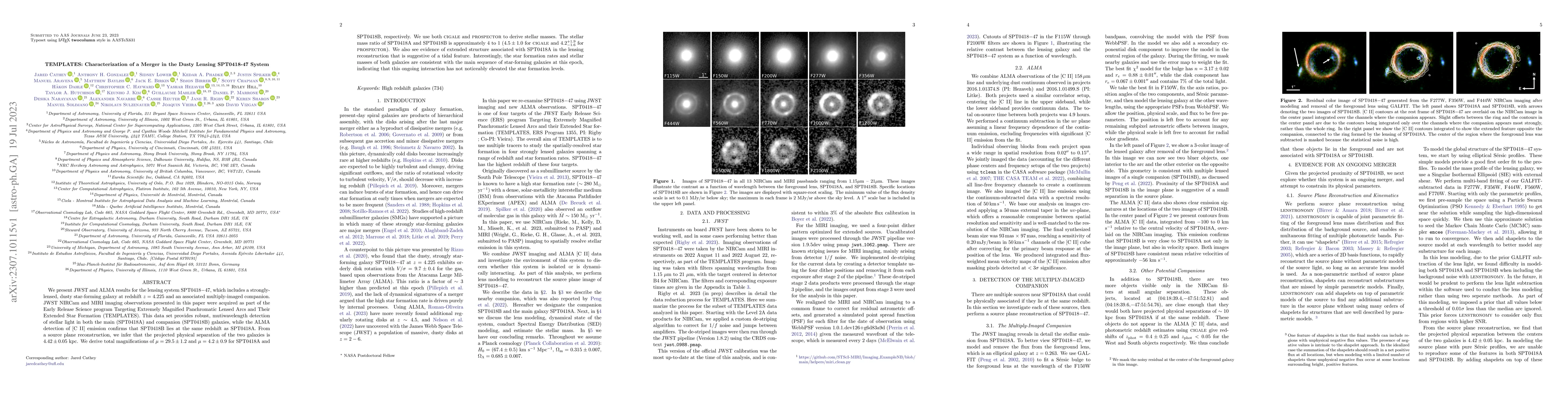 Thumbnail for TEMPLATES: Characterization of a Merger in the Dusty Lensing SPT0418-47
  System