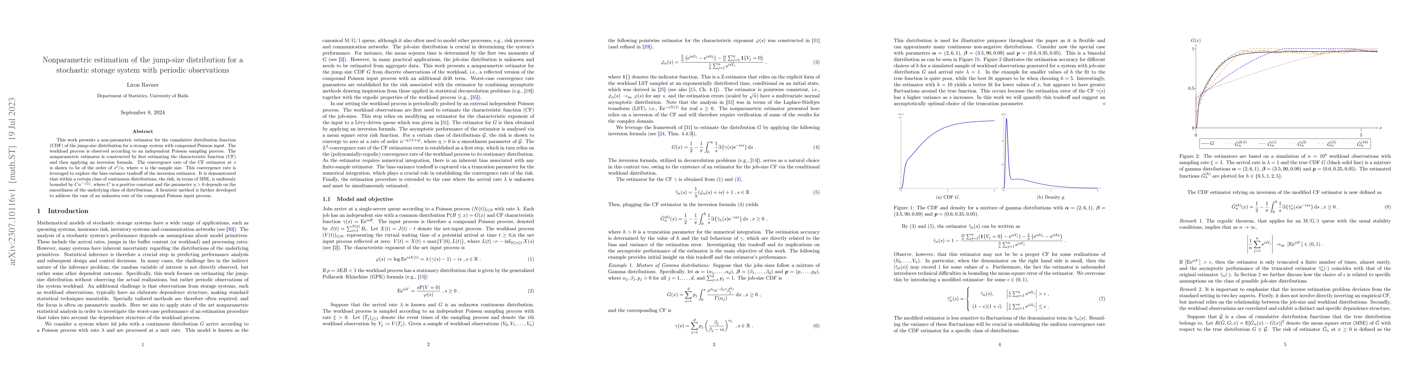 Thumbnail for Nonparametric estimation of the jump-size distribution for a stochastic
  storage system with periodic observations