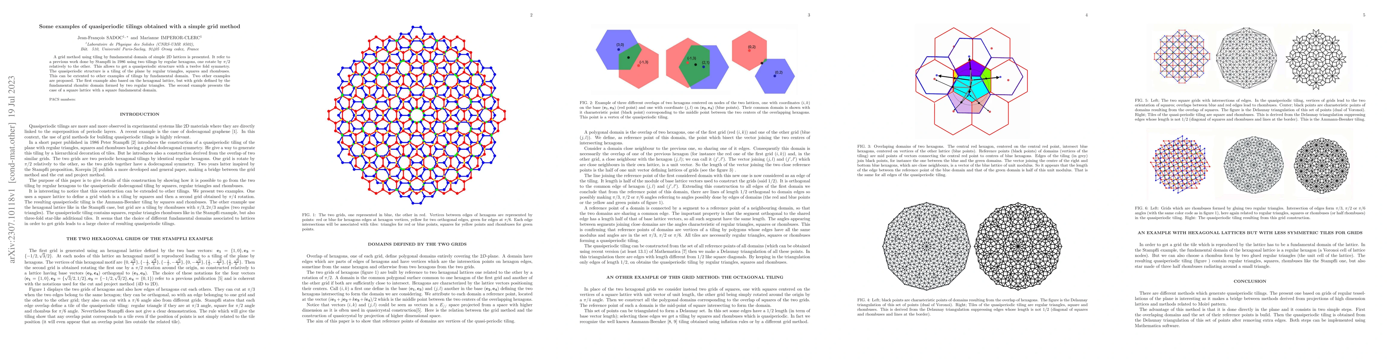 Thumbnail for Some examples of quasiperiodic tilings obtained with a simple grid
  method