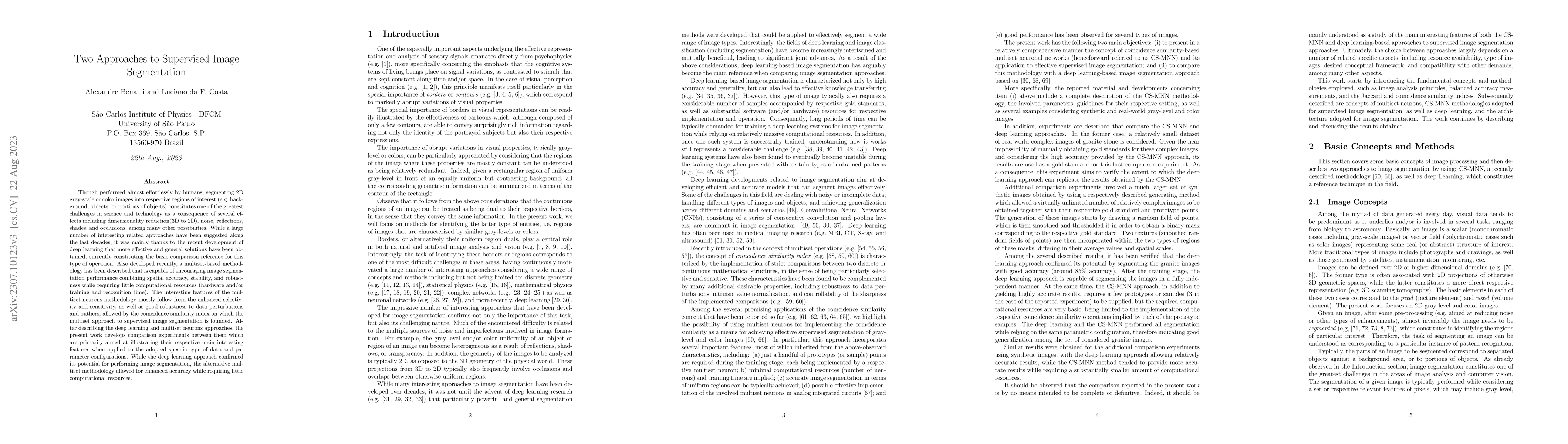 Thumbnail for Two Approaches to Supervised Image Segmentation