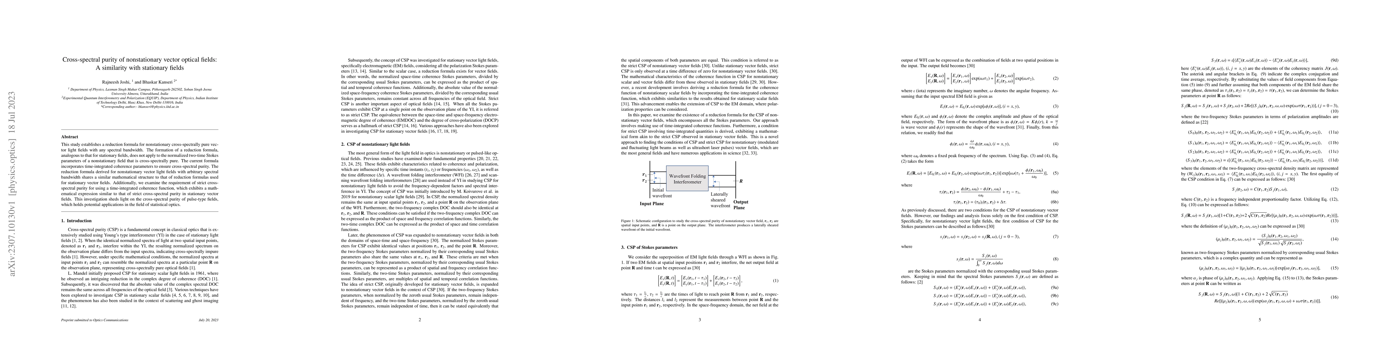 Thumbnail for Cross-spectral purity of nonstationary vector optical fields: A
  similarity with stationary fields