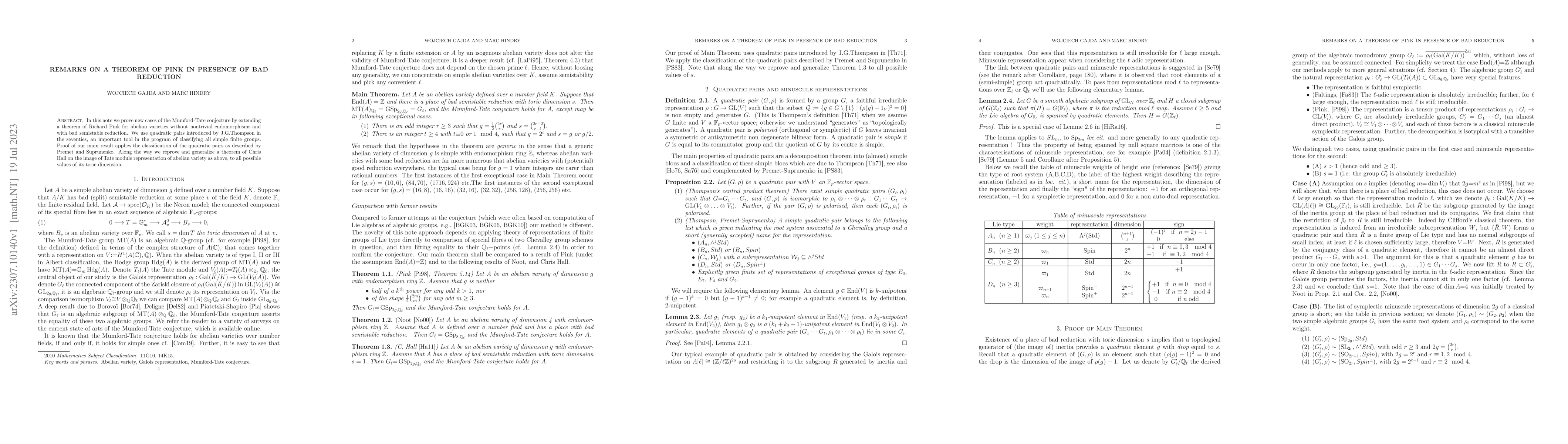 Thumbnail for Remarks on a theorem of Pink in presence of bad reduction