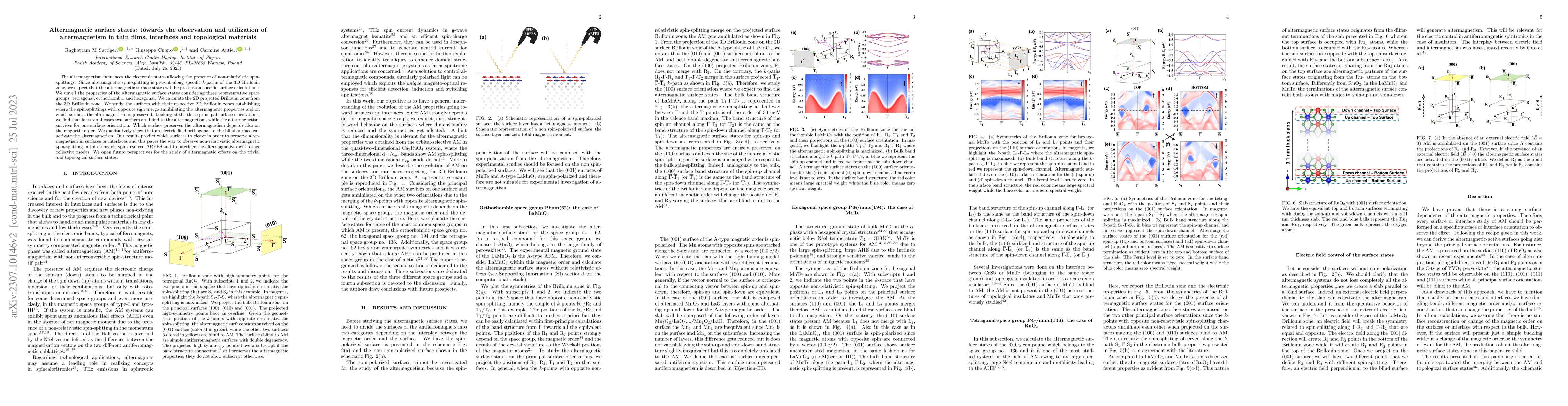 Thumbnail for Altermagnetic surface states: towards the observation and utilization of
  altermagnetism in thin films, interfaces and topological materials