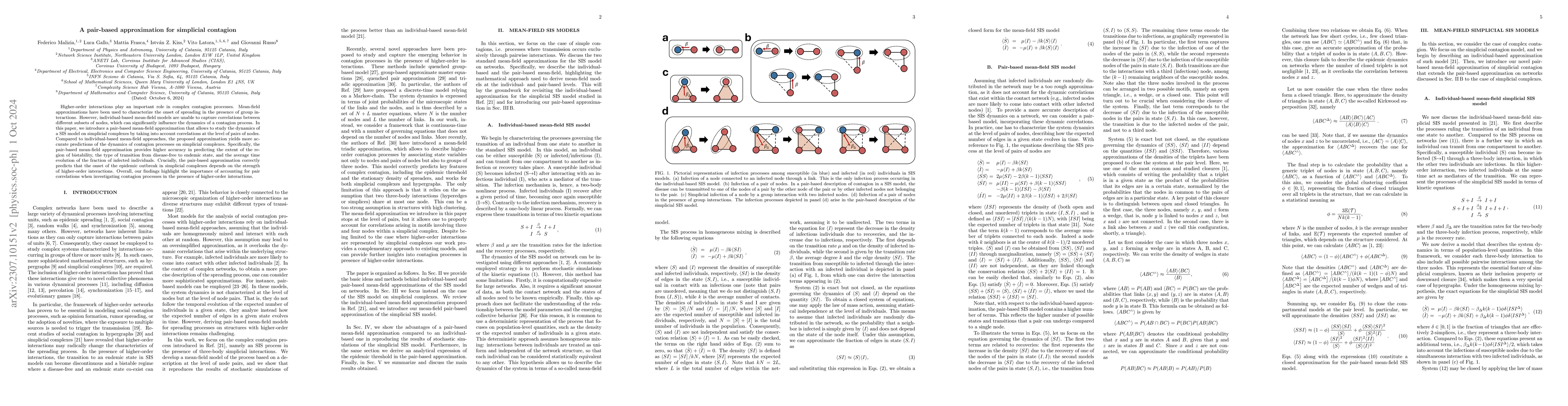 Thumbnail for A pair-based approximation for simplicial contagion