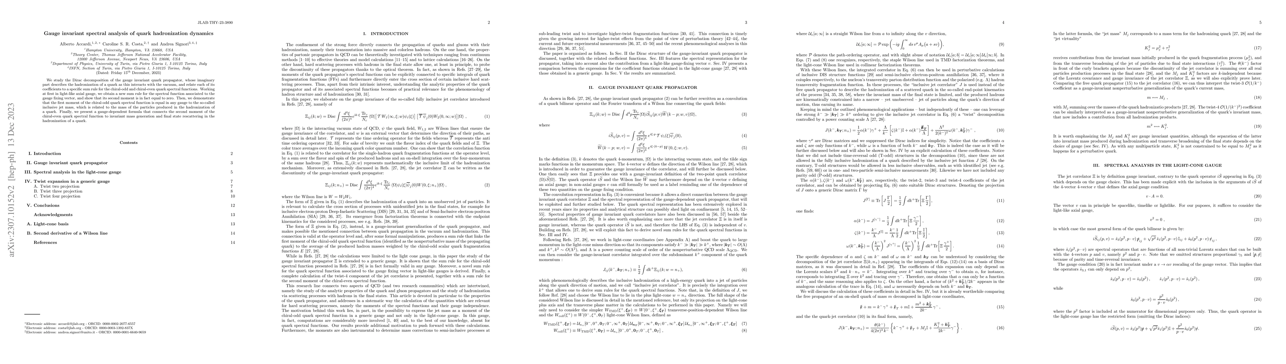 Thumbnail for Gauge invariant spectral analysis of quark hadronization dynamics