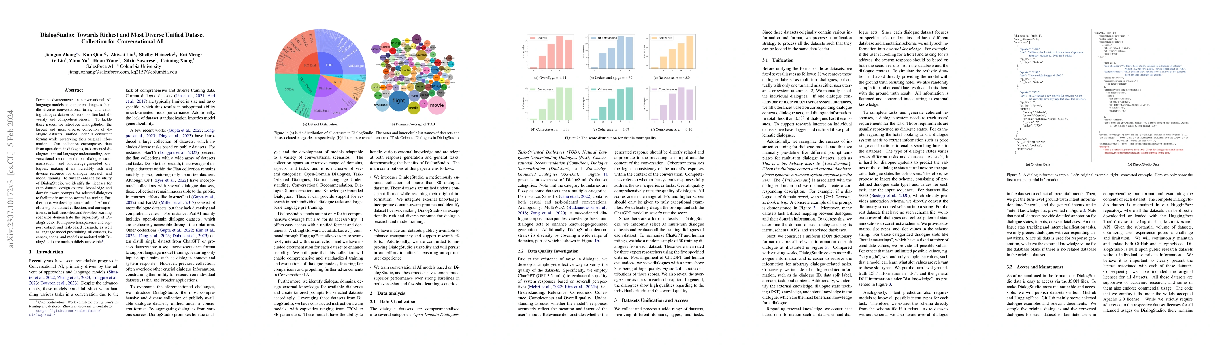 Thumbnail for DialogStudio: Towards Richest and Most Diverse Unified Dataset
  Collection for Conversational AI